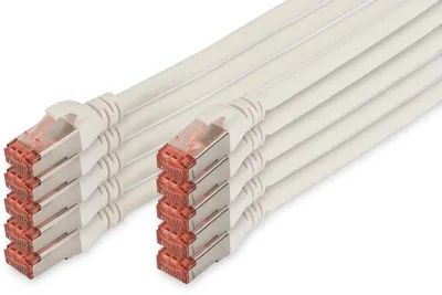 Productafbeelding van DIGITUS DK-16440025WH10: Patchkabel Cat. 6, S/FTP, 0,25 meter, wit, set van 10
