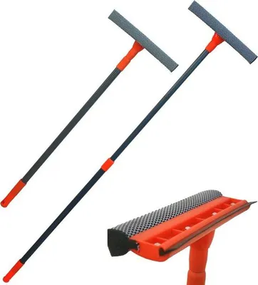 Produktbild von Famanu Teleskopische Fensterwischer mit Gummilippe und Schwamm - 1,15 Meter