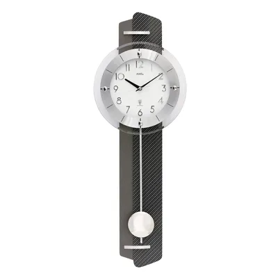 Immagine prodotto di AMS 5264 Orologio da parete radiocontrollato con pendolo Orologio a pendolo in ottica di carbonio con vetro