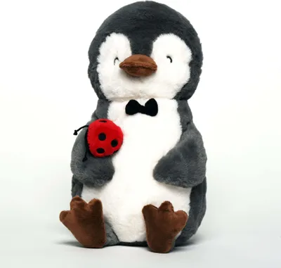 Produktbild von Mr. & Mrs. Panda Kuscheltier Pinguin Marienkäfer - Grau Pastell - Geschenk, Spielzeug, Lustige Pinguinbilder, Teddy, Bild, Stofftier, Plüsch, Plüschtier