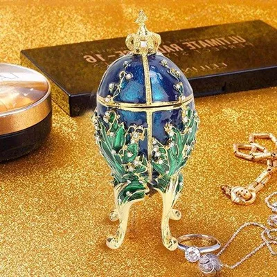 Image de Boîte à bijoux vintage en émail peinte à la main, 57 cm, pièce unique