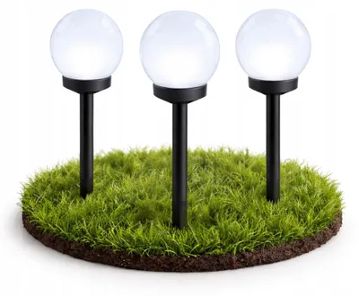 Zdjęcie produktu dla Zestaw 3 lamp solarnych - lampa ogrodowa LED na szpicie, 37 cm - światło białe