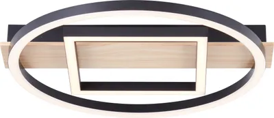 Produktbild von BRILLIANT moderne Holz LED Deckenlampe MAUREEN | Deckenleuchte mit warmweißer Lichtfarbe (3000K) und Helligkeit 2500 lm 24 W| 37 x 37 cm | Metall/Holz/Kunststoff in Schwarz / Braun