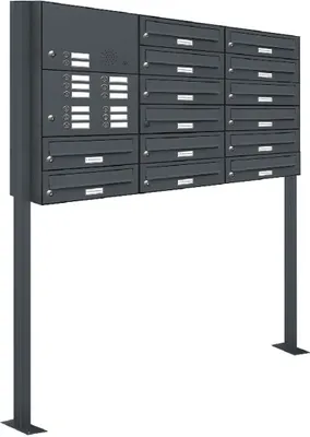 Produktbild von 14er Briefkasten Standanlage Freistehend RAL 7016 Anthrazit Klingel