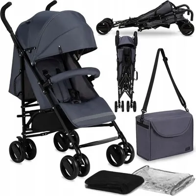 Produktbild von Kinderwagenschirm Momi Akira Grau, Moskitonetz, Wickeltuch, Leichte Tasche