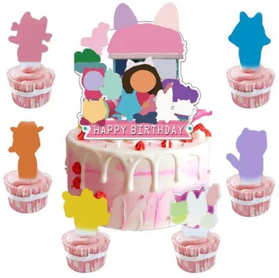 Kuchendeko-Set, 25-teilig, Papier, für Kindergeburtstag