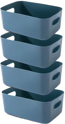 Productafbeelding van Ibenzoa® Set van 3 opbergboxen van kunststof met handgrepen, blauw, afmetingen 25x18x10 cm en 20x15x7 cm – robuust, vocht- en chemicaliënbestendig