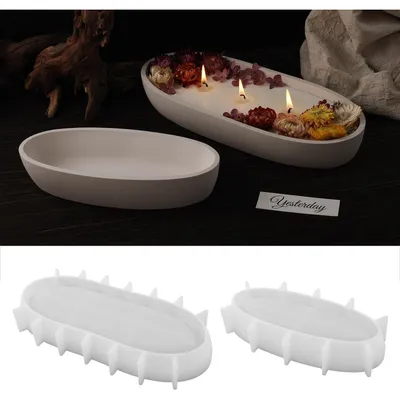 Immagine prodotto di 2 stampi in silicone rotondi, diametro 29,6 cm e 21,9 cm, per la creazione di candele, portacandele o vassoi