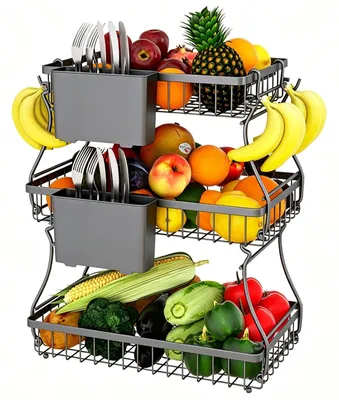 Produktbild von Obstkorb mit 3 Etagen und Bananenhalter