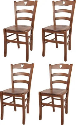 Image de t m c s Tommychairs - Set de 4 chaises CUORE pour la cuisine et la salle à manger, structure robuste en bois de hêtre laqué couleur noyer clair et assise en bois