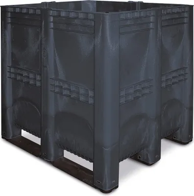 Produktbild von Großbox mit 3 Kufen, 1400 Liter, LxBxH 1300x1150x1250 mm, geschlossen, anthrazit
