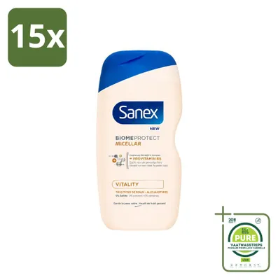 Zdjęcie produktu dla 15 sztuk żelu pod prysznic Sanex BiomeProtect Vitaliteit, 400 ml - opakowanie zbiorcze
