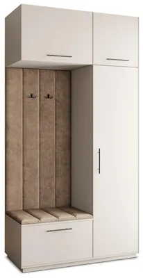 Produktbild von Masseno Garderobe-Set REMA 120/240/60 cm Modern Garderobenschrank Kaschmir, Veloursstoff MONOLITH 09 (Beige)