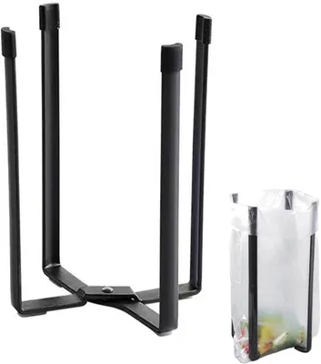 Productafbeelding van Afdruiprek Flessen 21 x 13 cm, voor 4 Flessen, Opvouwbaar, Hoogwaardig Metaal, Zwart, voor Keuken