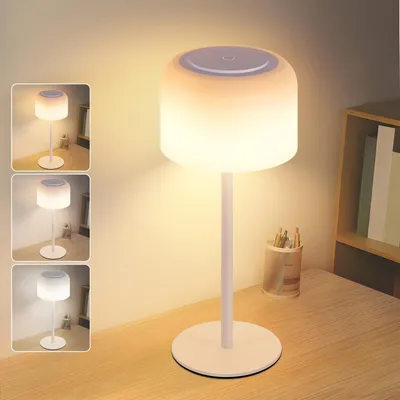 Zdjęcie produktu dla Lampa stołowa ZMH Bezprzewodowa lampa stołowa LED Ściemnialna, ładowalna lampa stołowa z 3 temperaturami barwowymi Regulowana wysokość Wodoodporna lampa stołowa USB-C do wnętrz na zewnątrz Jadalnia Sypialnia