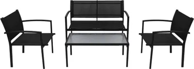 Obrázok produktu pre vidaXL 4-dielna záhradná súprava Textilene Black