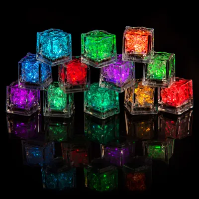 Produktbild von PRECORN 12x LED Eiswürfel Leuchtend blinkend & wasserdicht für Getränke, Cocktails, Party, Bar, Hochzeit, Champagner & Whisky nicht zum Kühlen gedacht