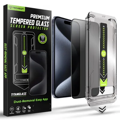 Produktbild von Techsuit - TitanGlass FullCover Schutzglas für iPhone 15 Pro - Privatsphäre