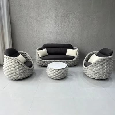 Produktbild von 4-teiliges Gartenmöbel-Set aus Polyrattan – 2 Einzelsessel, 1 Zweisitzer, 1 Tisch – wetterfest, wasserfest, ideal für Garten und Balkon /TBSF-B2/
