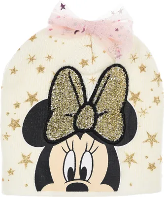 Produktbild von Minnie Mouse Kinder Mädchen Baby Winter-Mütze Beanie mit Schleife, Farbe:Weiß, Größe:48