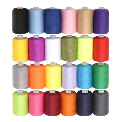 Produktbild von Nähgarn Polyester Overlock Nähgarn Set - 24 Stück mit 914 Meter - Verschiedene Leuchtende Farben zum Nähen - Hochwertige Mehrfarbige Garnrollen - Großes Set zum Hand- und Maschinennähen