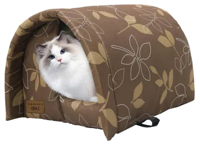 Immagine prodotto di Cuccia impermeabile per gatti, adatta per l'esterno - Rifugio pieghevole per animali con cuscino in peluche
