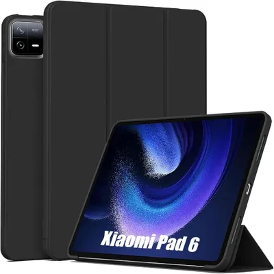 Image de Coque pour Xiaomi Pad 6 /6 Pro 11 Pouces - Antichoc avec Fonction Support Veille-Réveil - Noir