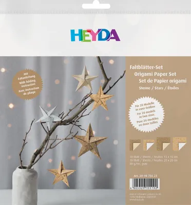 Produktbild von HEYDA Faltblätter-Set "Sterne Gold" 200 x 200 mm 80 g/qm