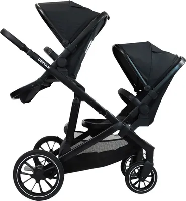 Obrázok produktu pre DERYAN Evy V2 Kočík - Dvojkočík - Rozšiřovateľný - Vrátane dodatočného sedadla - Čierny