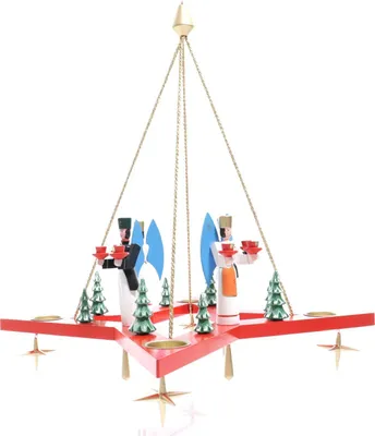Produktbild von Lichterkranz  Adventskranz Stern mit Engel und Bergmann rot BxT = 50x50cm NEU