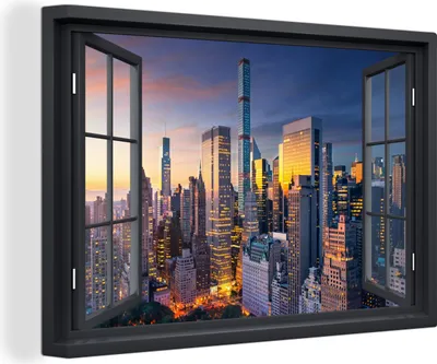 Produktbild von MuchoWow® - Leinwandbilder - Ansicht - New York - Skyline, Wandbild, Wanddeko Bilder Wohnzimmer, 120x80 cm