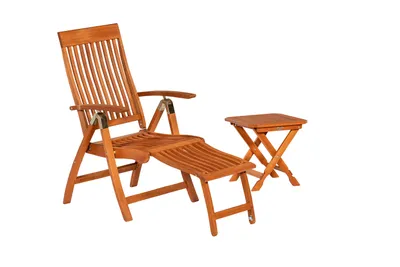 Produktbild von Merxx 2tlg. Gartenmöbelset "Comodoro" - 1 Sessel, 1 Hocker - Eukalyptus