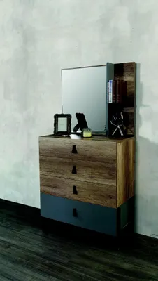 Immagine prodotto di Cassettiera con specchio in legno design moderno e cassettiera per camera dei giovani