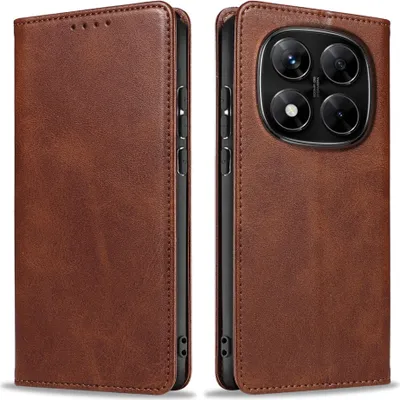 Produktbild von Handyhülle für Xiaomi Redmi Note 14 Pro Kunstleder Flip Cover Hülle Handytasche Case Kartenfach Farbe: Dunkelbraun