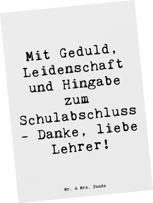Produktbild von Mr. & Mrs. Panda Postkarte Spruch Danke Lehrer - Weiß - Geschenk, Anerkennung, Grußkarte, Leidenschaft, einzelkarte, Postkarten, Dankeschön, Aufmerksamkeit, Ansichtskarte