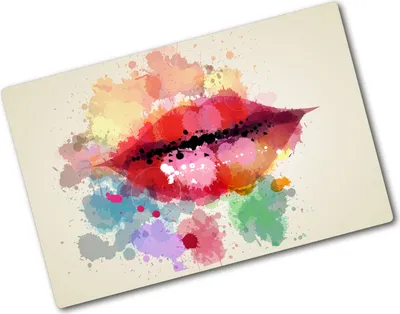 Produktbild von Tulup Glas Herdabdeckplatte - 80x52 cm - Glaskeramikkochfeld-Abdeckung Spritzschutz Glasabdeckplatte - Einteilig - Kunst: Modern & Klassisch - Bunte Lippen - Rot
