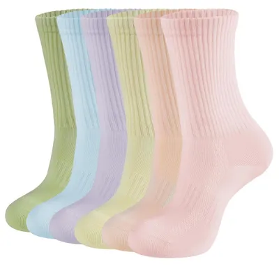 Immagine prodotto di Calzini da donna, 6 paia, in cotone, traspiranti, per lo sport, taglie 35-38 / 39-42, colori misti