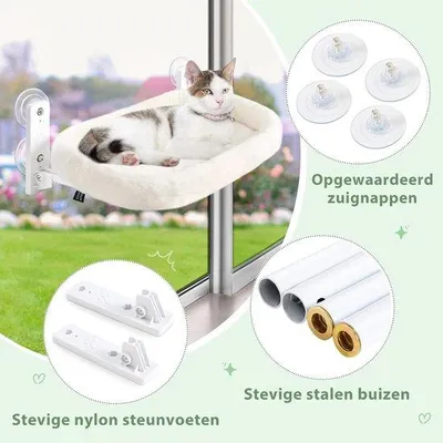 Produktbild von Famanu Katzenliegeplatz - Klappbare Fensterbank Katzenhängematte - 53 x 30 cm, bis 18 kg