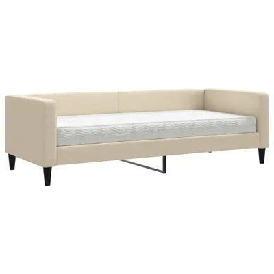 Image de vidaXL Lit de jour avec matelas Crème 80x200 cm Tissu