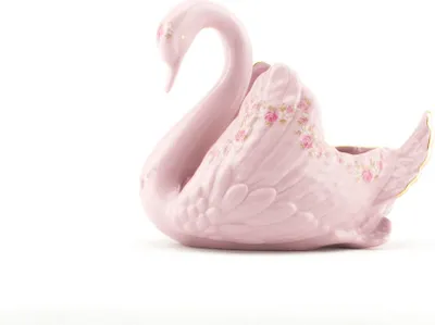 Produktbild von Schwan - klein, rosa Porzellan, Blumen, Leander