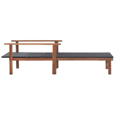 Image de vidaXL Chaise longue Poly rotin et bois massif Acacia Noir