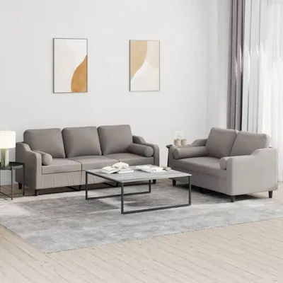 Immagine prodotto di Maison Exclusive - Set divano a 2 posti con cuscini in tessuto color taupe