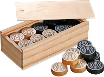 Produktbild von Philos Damespiel Holz Spielsteine 30 mm - klassisches Brettspiel