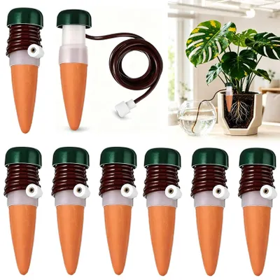 8er Set Wasserdispenser für Zimmerpflanzen, Selbstbewässerung, Terrakotta