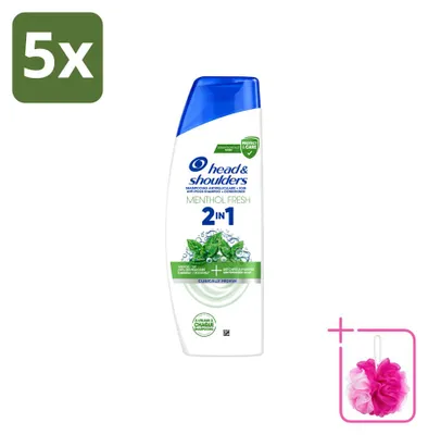 Productafbeelding van 5 x Head & Shoulders 2-in-1 Menthol Fresh anti-roos shampoo, 300 ml - voordeelverpakking - 5 stuks
