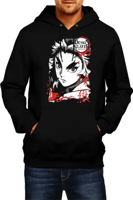 Immagine prodotto di Felpa con cappuccio da uomo Demon Anime Slayer Kyoujuro Rengoku 005, Man S , Noir