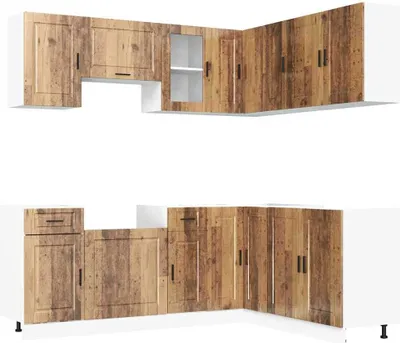 Produktbild von 11-tlg. Küchenschrank-Set Porto Altholz-Optik Holzwerkstoff