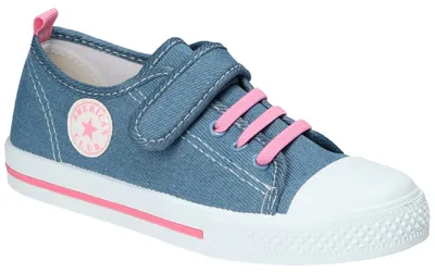 Produktbild von American Club TEN178, Mädchen Turnschuhe Klettverschluss Leder-Einlegesohle leicht bequem, Blau 32
