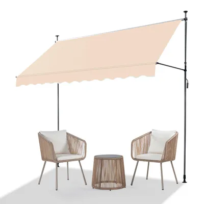 Image de ALIGHTUP Marquise de balcon 300x120x(200-300) cm Marquise à bras articulés Marquise à pinces Marquise solaire balcon sans percer - Ombrage terrasse & balcon,Beige