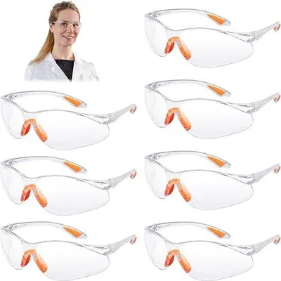 Produktbild von Sicherheitsbrille, Laborbrille, 8 Linsen, klare Sicherheitsbrille, Labor, Schutzbrille, Staubdichte Brille, für Kinder, Männer und Frauen, Schießsport